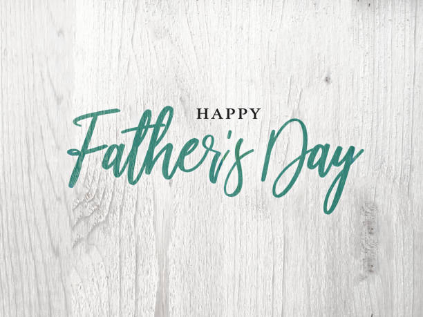 Happy Father's Day Green Calligraphy Script Over White Wood Texture Background Men's Breakfast